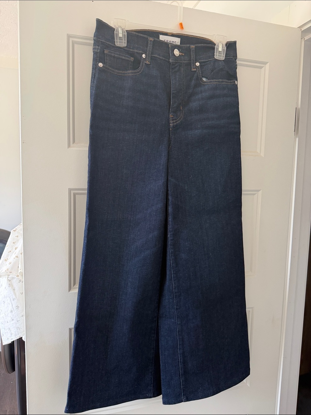 Frame Denim Indigo Wide-Leg High-Rise Jeans